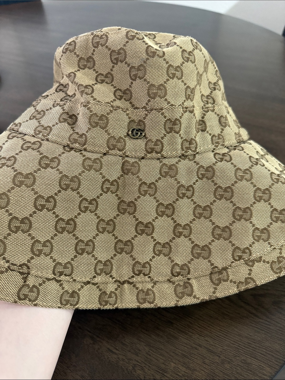 Gucci Beige GG Monogram Wide-Brim Bucket Hat - Picture 2 of 3